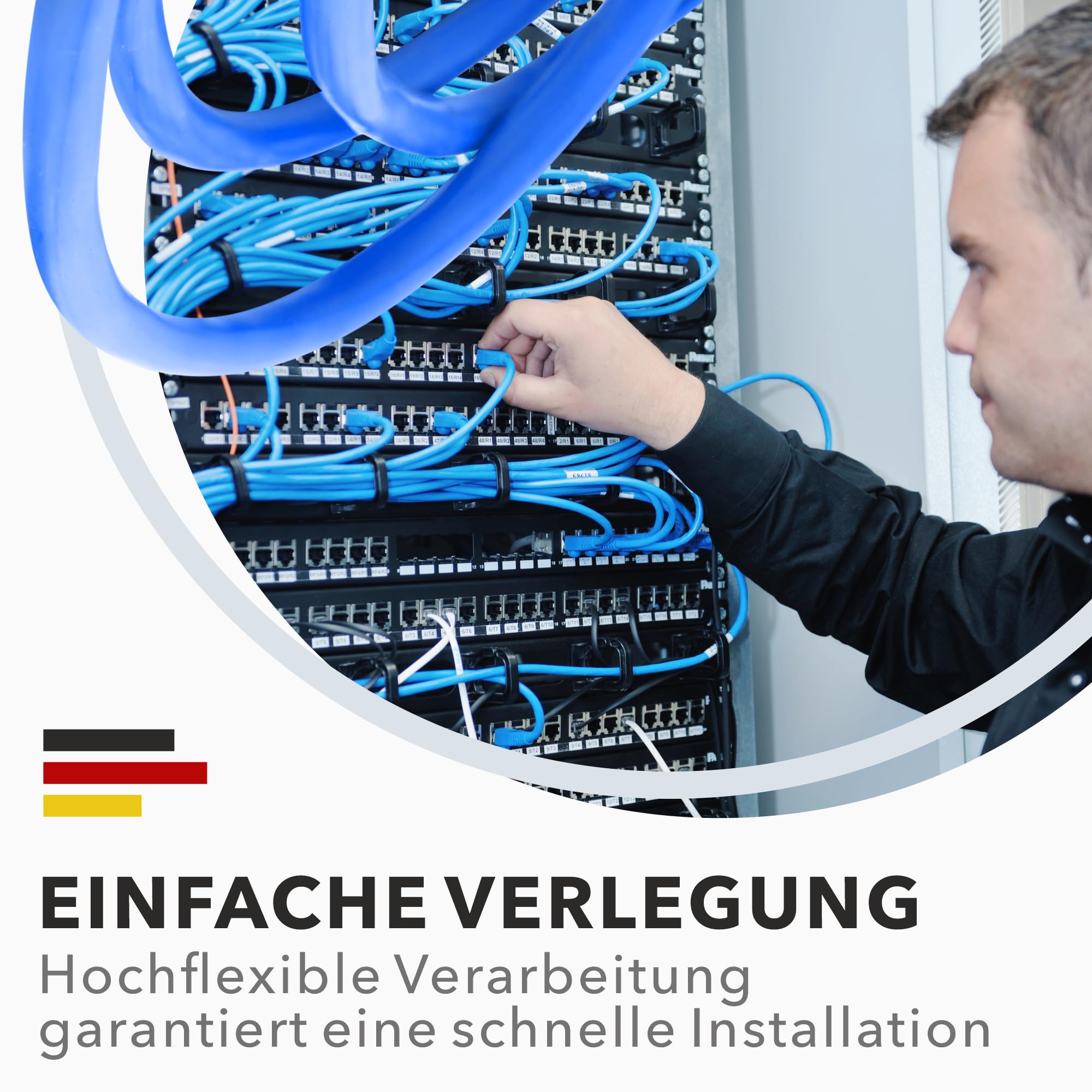 100 m CAT 8 Kabel Sieciowy CAT8.1 LAN Bezhalogenowy Instalacyjny - Okablowanie do Transmisji Danych 40 Gbit/s Ethernet (100m, Cat 8)