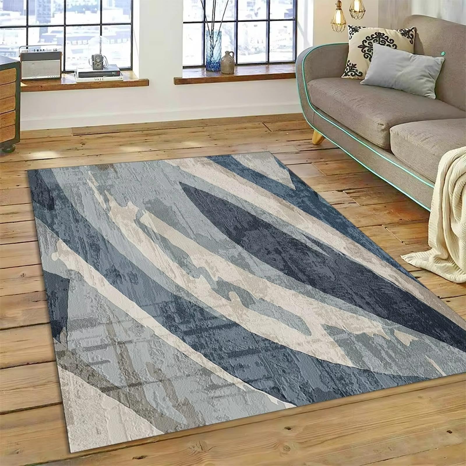 Dywany do sypialni, abstrakcyjna geometria, dywan do salonu, sypialni, zmywalny, dekoracyjny dywan, boho, prostokątny, rozmiar 100 x 220 cm