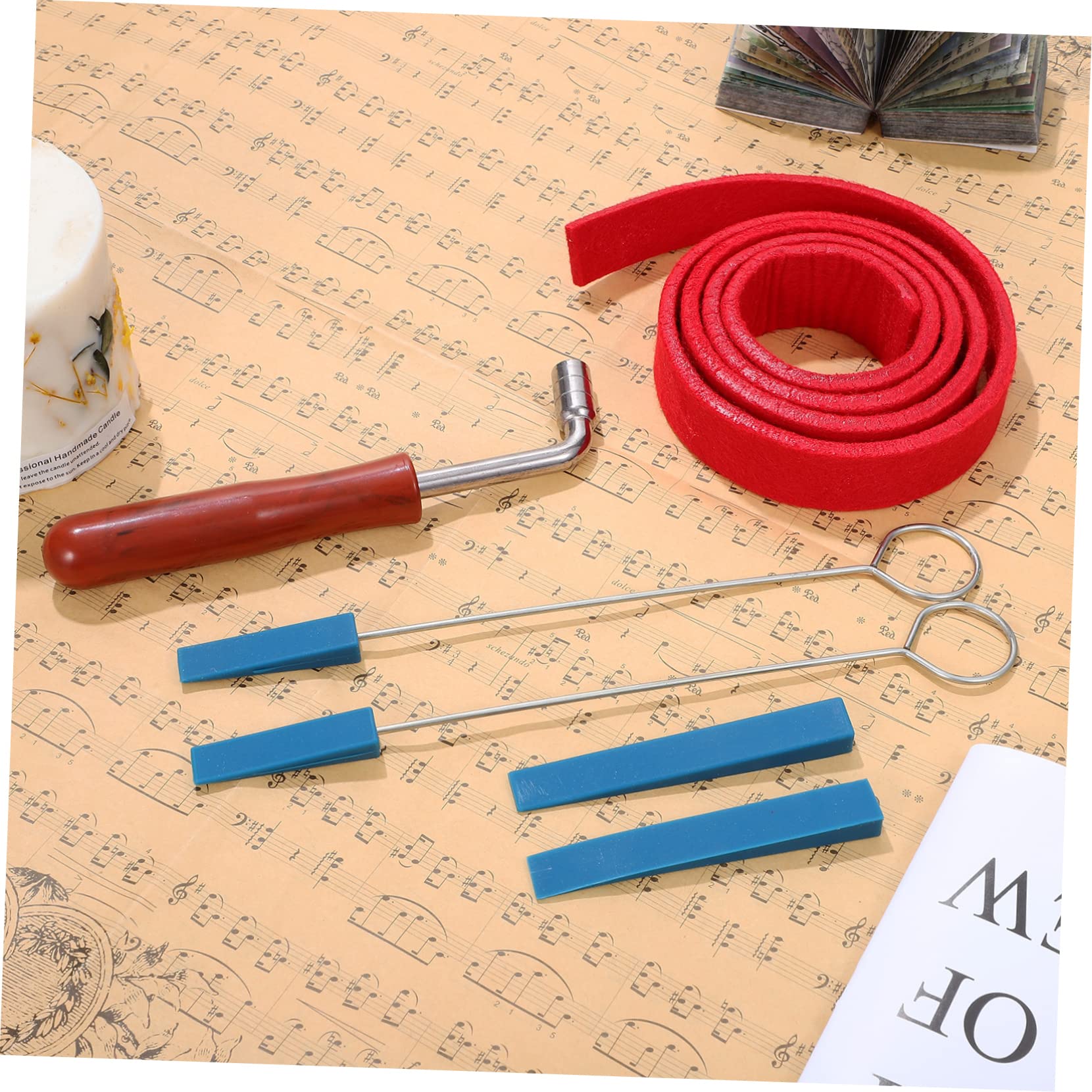BESPORTBLE Jeu de Clé Accordage pour Piano Outils de Fixation Marteau Accordage avec Bande Étouffoir et Blocs Étouffoirs