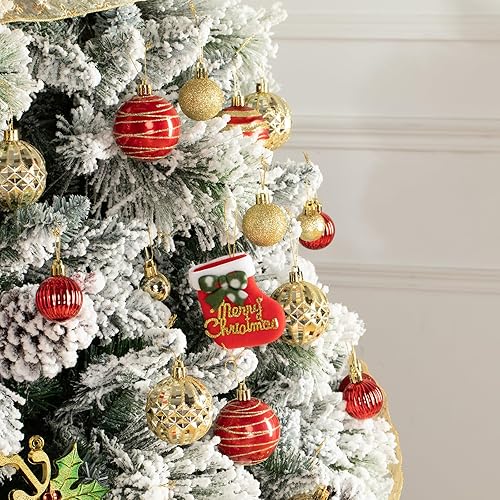 Miniatura 5 de Juego de 100 adornos de bolas de Navidad, adornos de Navidad de plástico negro inastillables para árbol de Navidad, bolas surtidas, decoraciones