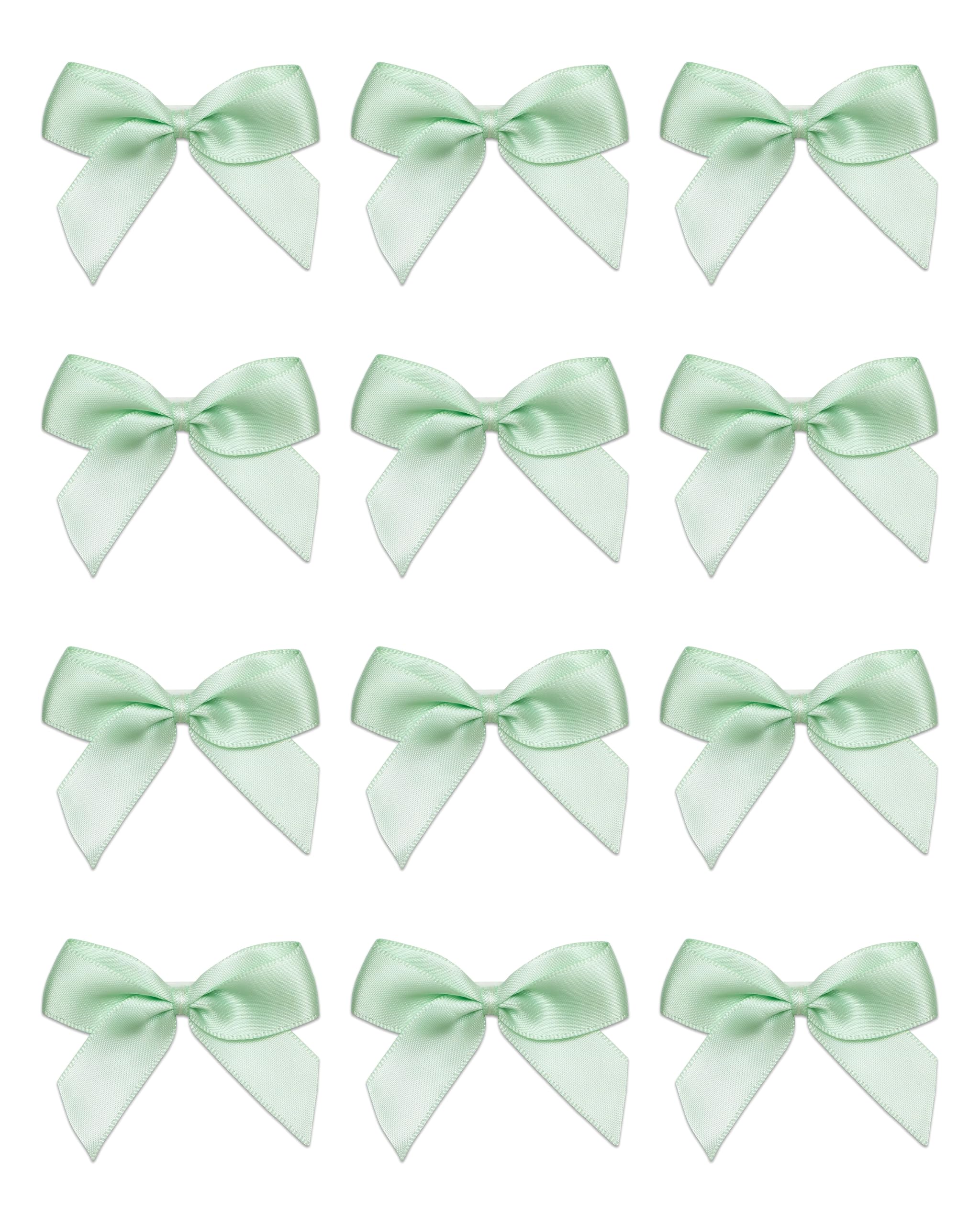 Italian Options Small Satin Ribbon Bows, Self Adhesive Bow Decorations for Crafts, Gift Wrap, Hampers, Hair Bows, Wedding Stationery, Floristry, Christmas, Cakes, Crafting, Mint, 24 Pack, 5 cm — image 1