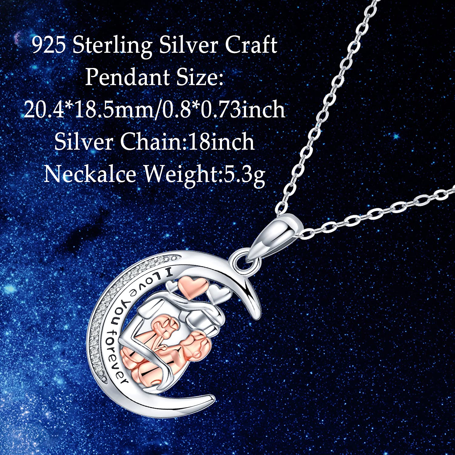 Collana Madre e Figlio in Argento Sterling 925, Collana con Ciondolo Cuore Amore Madre e Figlia, Regalo Gioielli per Donna Mamma Madre Fidanzata Moglie Nonna Figlia