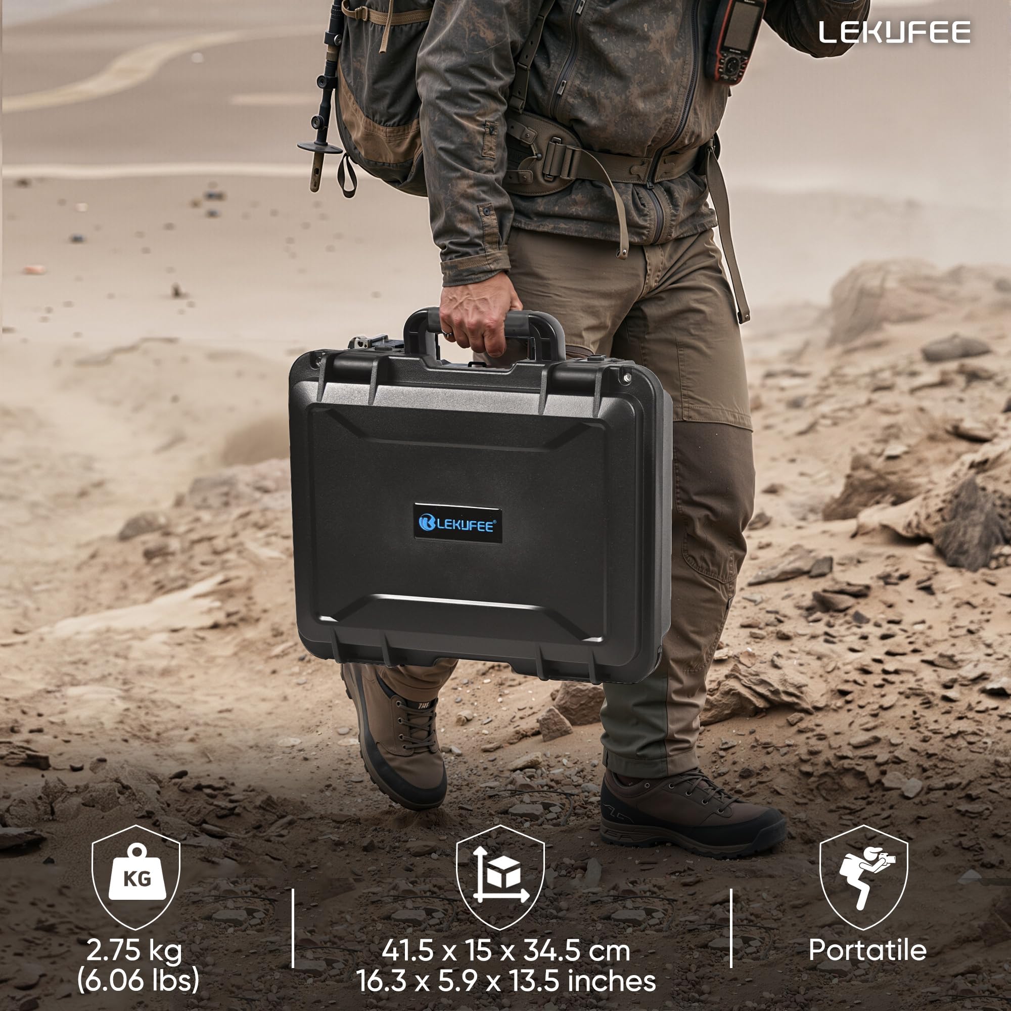 Lekufee Custodia rigida impermeabile per Starlink Mini Kit, custodia protettiva IP67 con inserto in schiuma EVA personalizzata, adatta per piatti, adattatori, cavi e accessori, custodia da viaggio