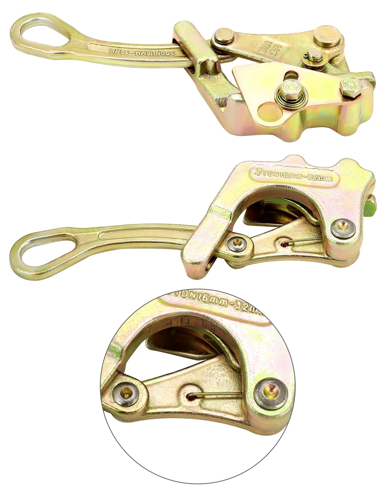 QWORK 3 T Cable Grip Wire Grip Steel Rope Jaw Puller For - View #11