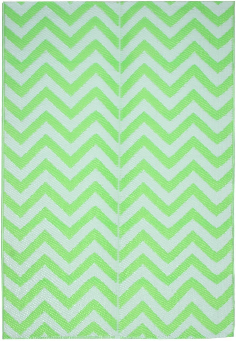 SAVON Picnic Mat, Chevron Floor mat, 4x6 Green Zig Zag Rug For Sleeping