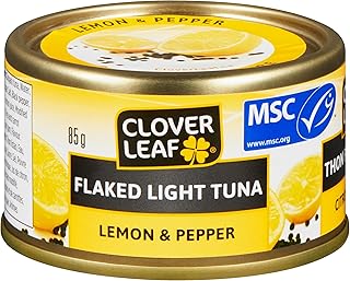 Clover Leaf Flaked Light Tuna Lemon & Pepper - 85g, 24 Count - Canned Tuna - Flavoured Tuna - Skipjack Tuna - Very High In Protein - 18g Of Protein Per 85g Serving – Low In Saturated Fat