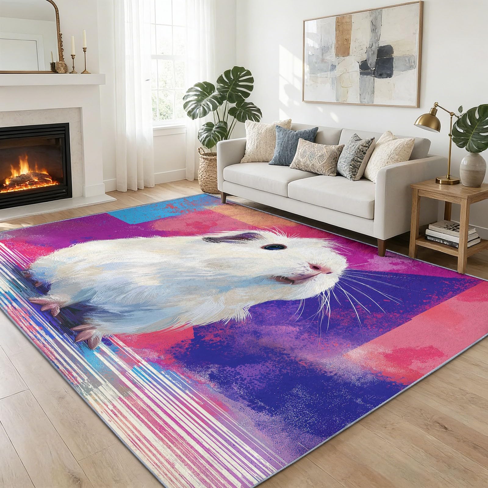 Tapis Enfant Cochon d'Inde Rose pour une Chambre Douillette