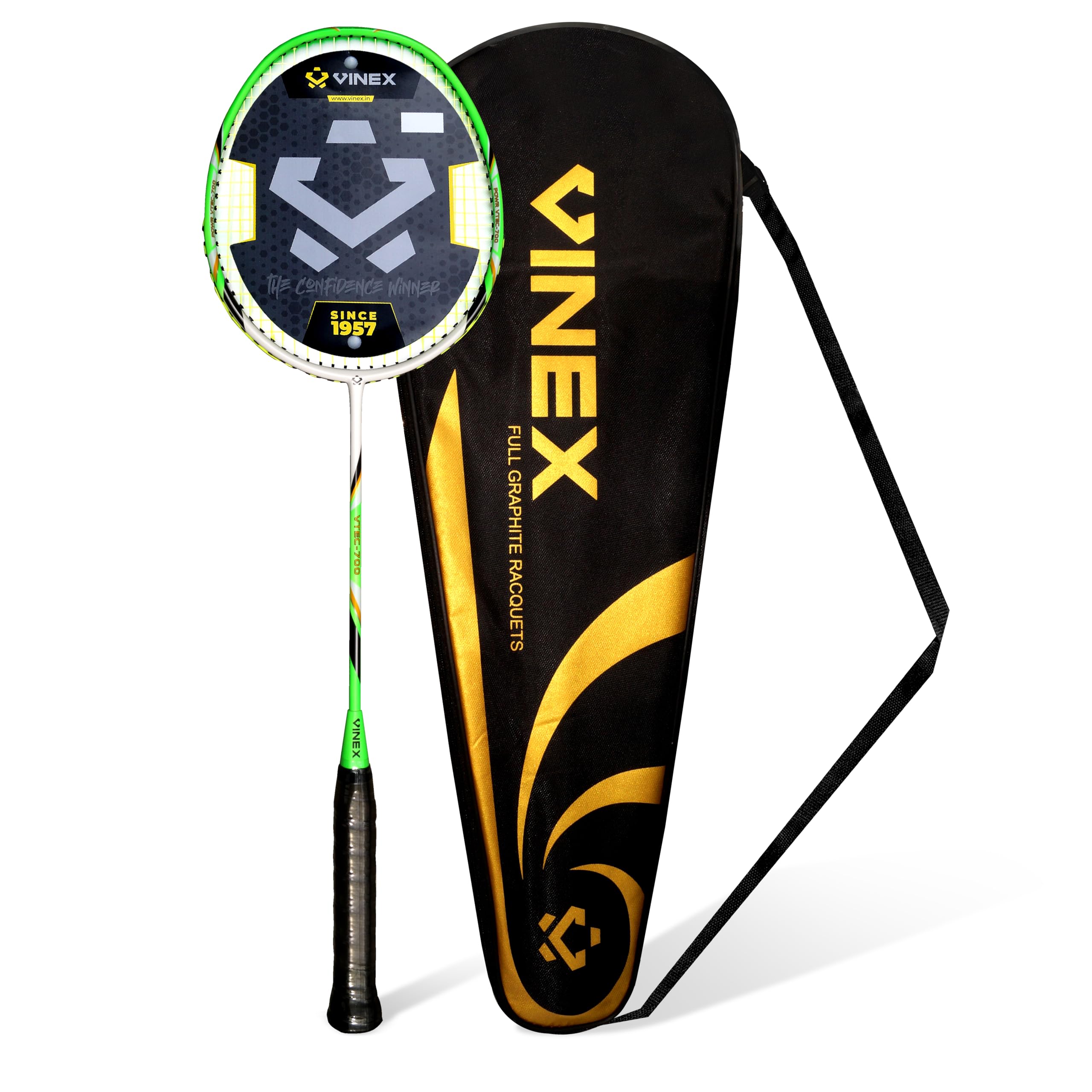 VINEX VTEC 700 Badminton Racquet, 100% Graphite Body, Wide-Body Volcano Frame, 83gm Lightweight, Medium Flex, for Advanced Players - Single Racquet with Carrying Bag-image-30