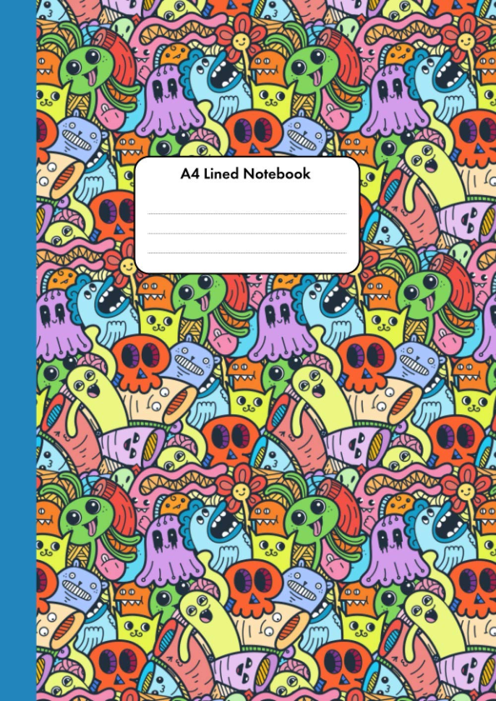 A4 Lined Notebook for Kids: Cute Doodle Monsters Design