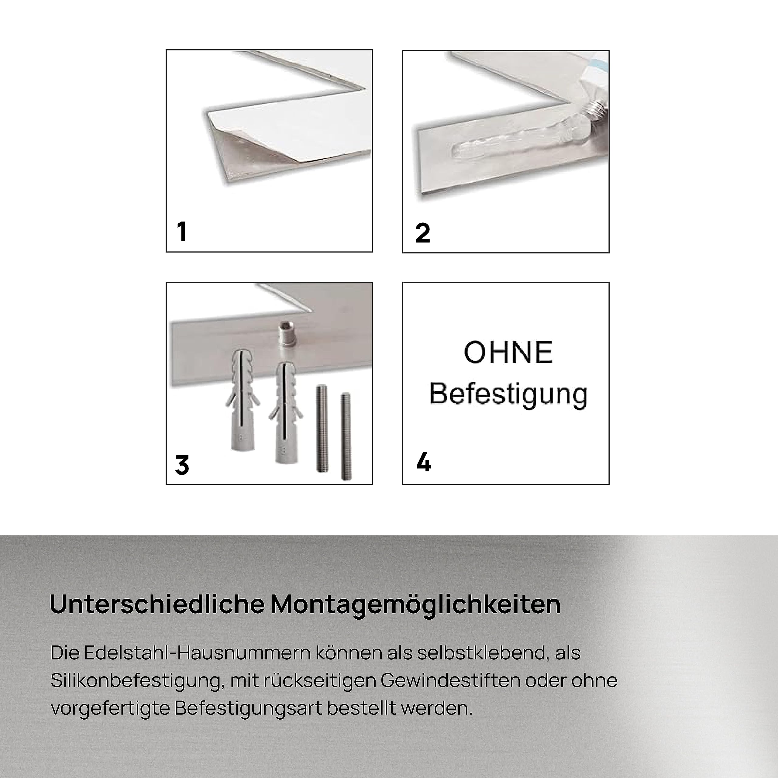 Hausnummer aus Edelstahl in anthrazit/schwarz / DB703 / Edelstahl natur 0-9 und a-f - Größe konfigurierbar (30 cm, 3)