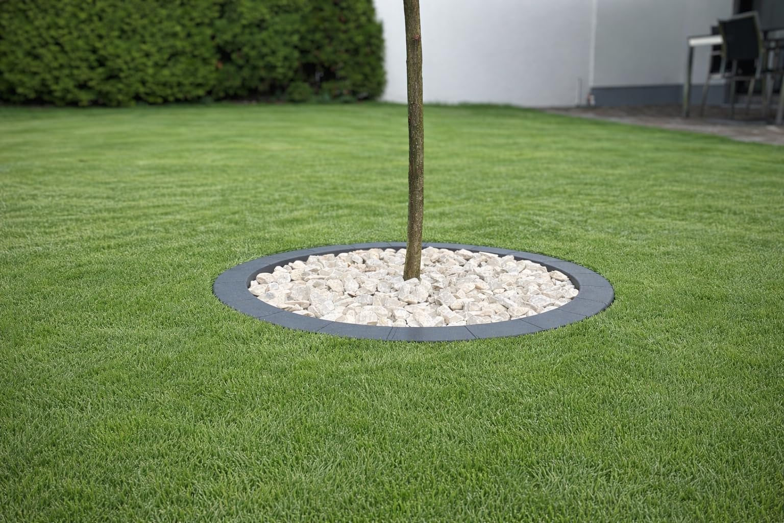 Original rasenTEC Baumeinfassung Baumumrandung Baumring Baumkante Rasenkante in Steinoptik (dunkelgrau)