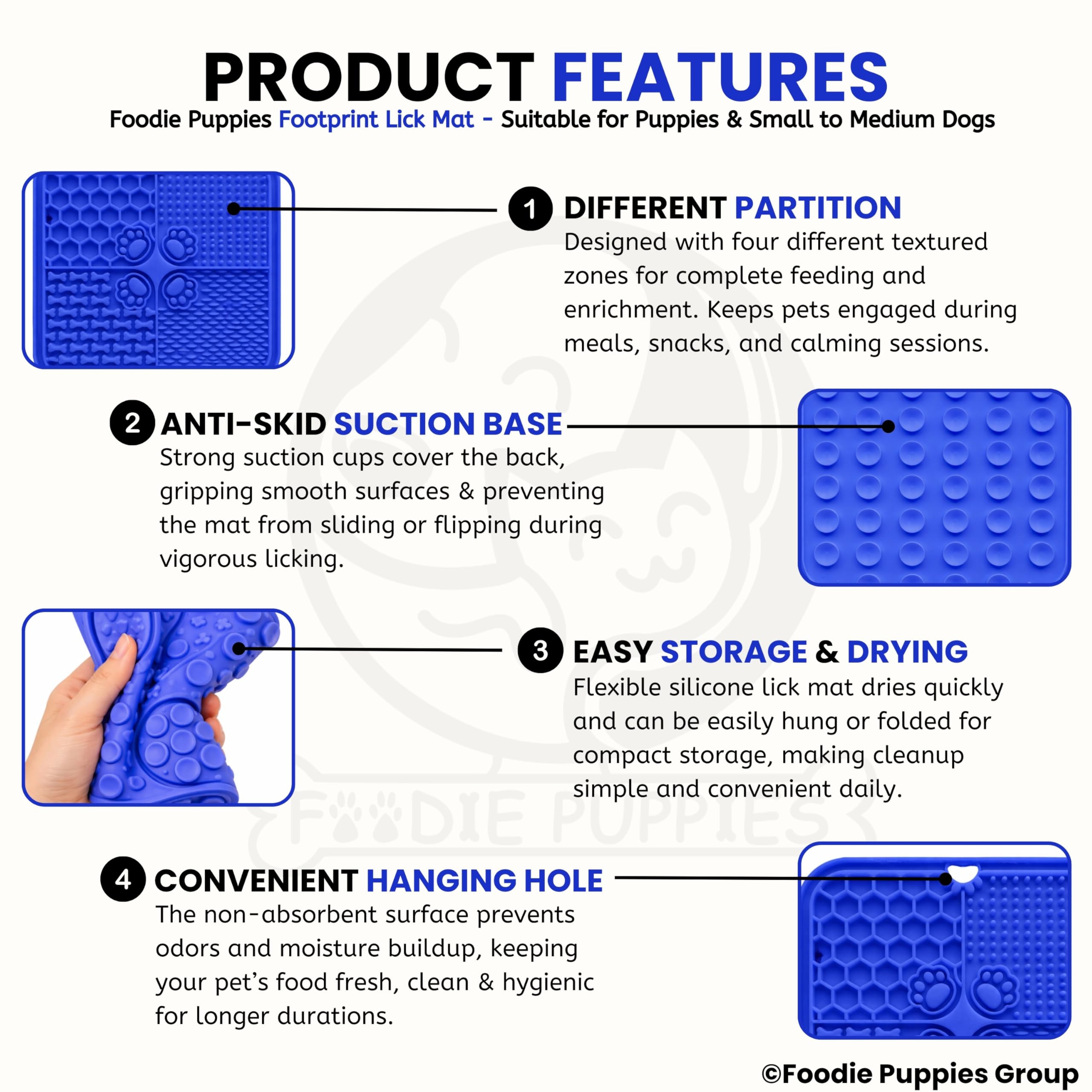 Foodie Puppies Pet Slow Feeding Licking Mat - (Footprint Lick Mat) for Dogs & Cats | Reduce Boredom Anxiety-Relief Silicone Lick Mat for Butter, Yogurt & Peanut Butter | Suitable for All Breeds Size 2