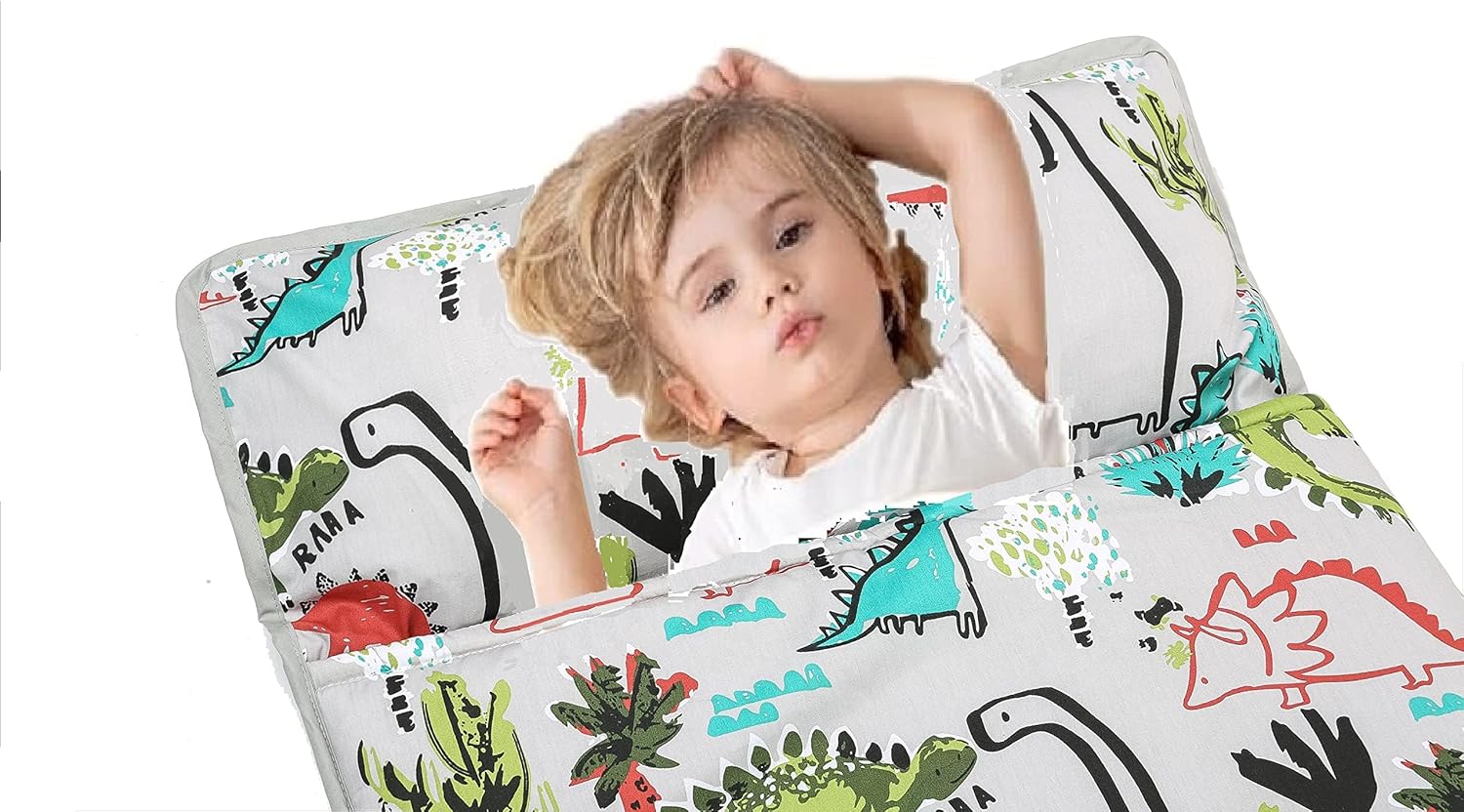 Cute Dinosaurs Toddler Nap Mat,Suits Pre Kindergarten, Kindergarten, Preschool and Daycare Boy or Girl (3-7 Years)