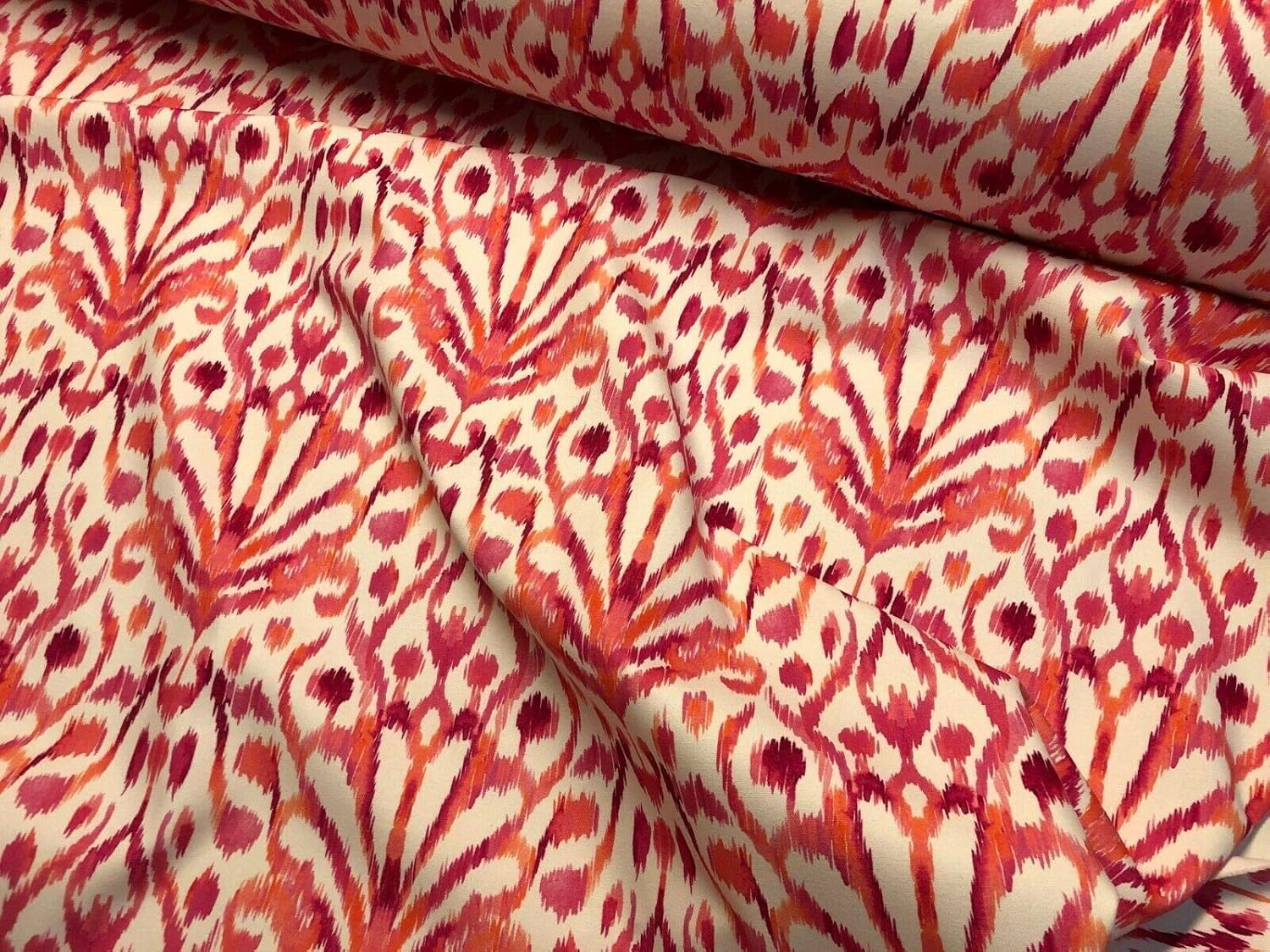 Tissu floral damassé rose Ikat géométrique cachemire en coton pour rideaux, coussins, décoration d'intérieur, 140 cm de large (2 mètres)