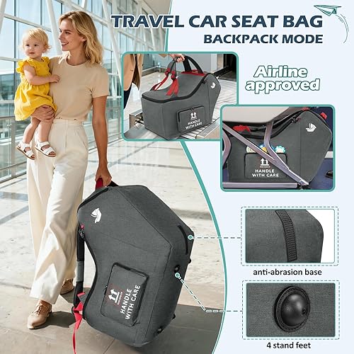 Miniatura 6 de RAINSMORE Bolsa de viaje para asiento de automóvil infantil para avión, compatible con todos los asientos de automóvil Nuna Pipa y base Chicco