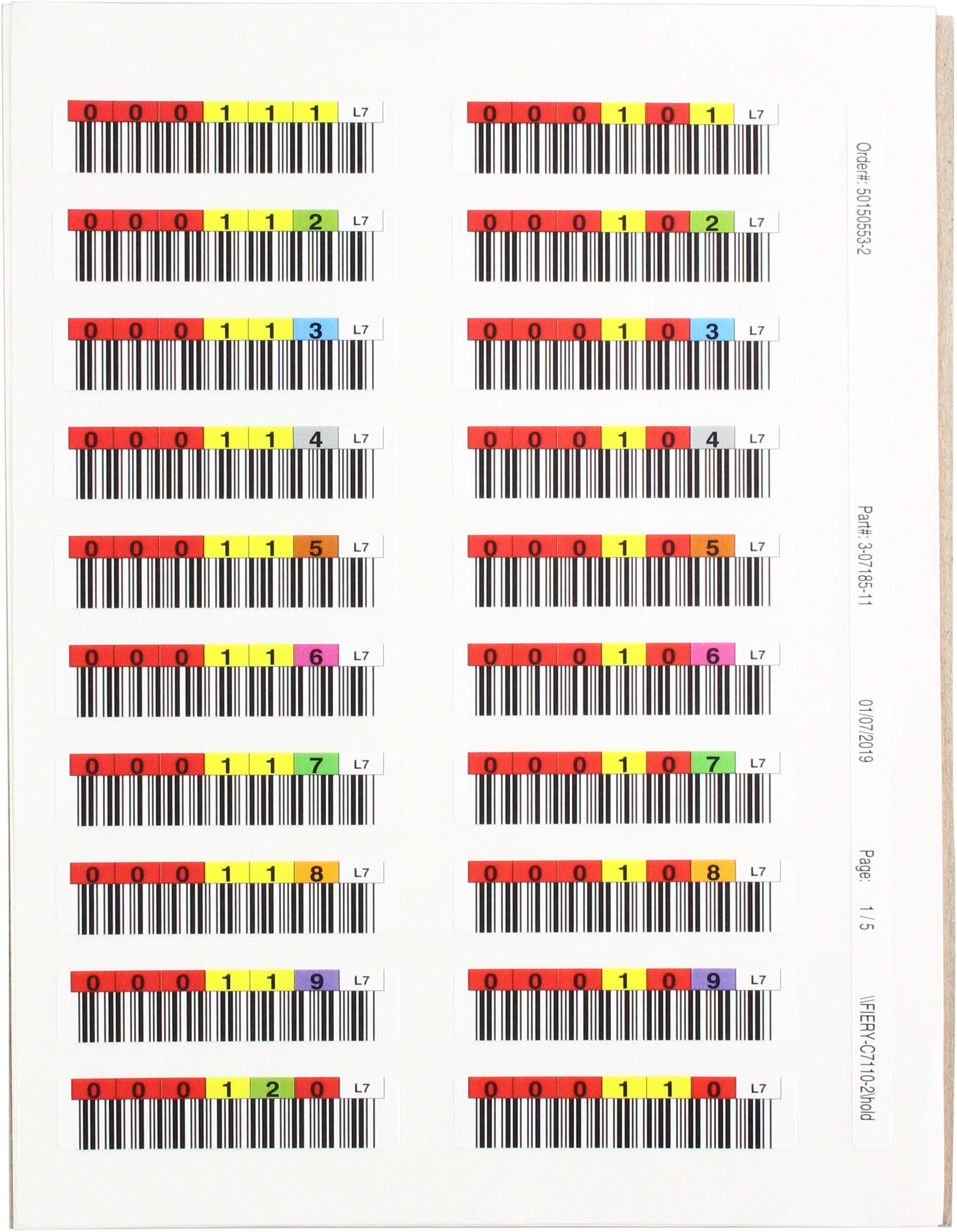 Quantum 100x Data Cartridge Bar Code Labels, Lto Ultrium LTO7 Series 7 (000101 000200)