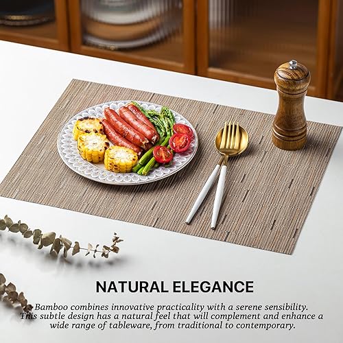 Miniatura 131 de LEXMORE Juego de 6 manteles individuales tejidos de vinilo/plástico para mesa de cocina, interior/exterior, lavables, manteles individuales lavables