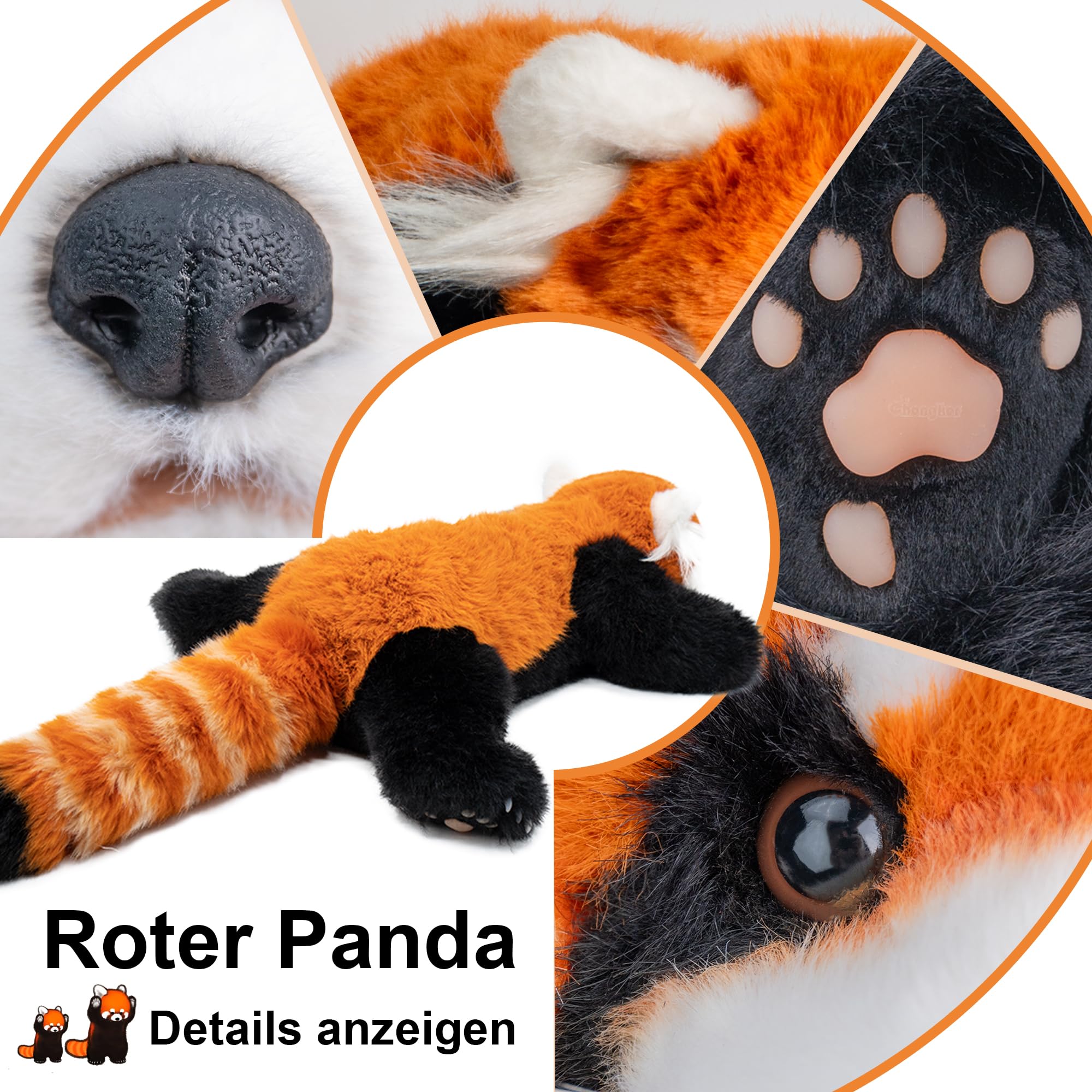 Chongker Plüsch Kuscheltier Roter Panda 70cm – Roter Panda Plüschtier für Erwachsene und Kinder – Flauschiger Stofftier Panda zum Spielen, Sammeln & Kuscheln – Gemütliches Schmusetier