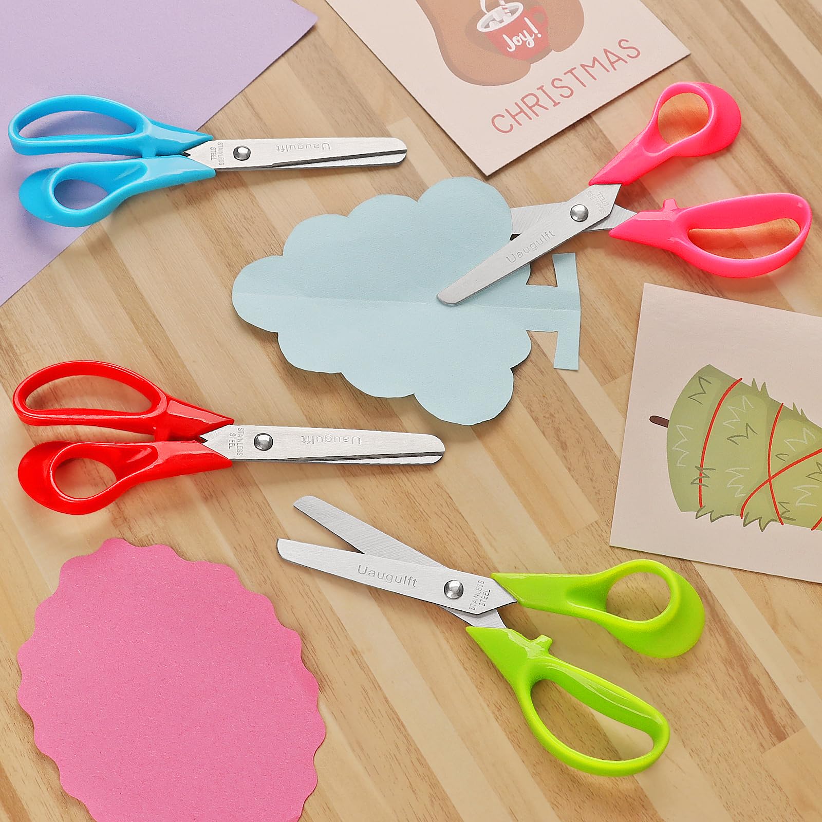 Tijeras para niños, tijeras de seguridad para niños con cuchillas de punta roma de acero inoxidable y mango ergonómico, ideales para la escuela y aulas, 12 pulgadas, paquete de