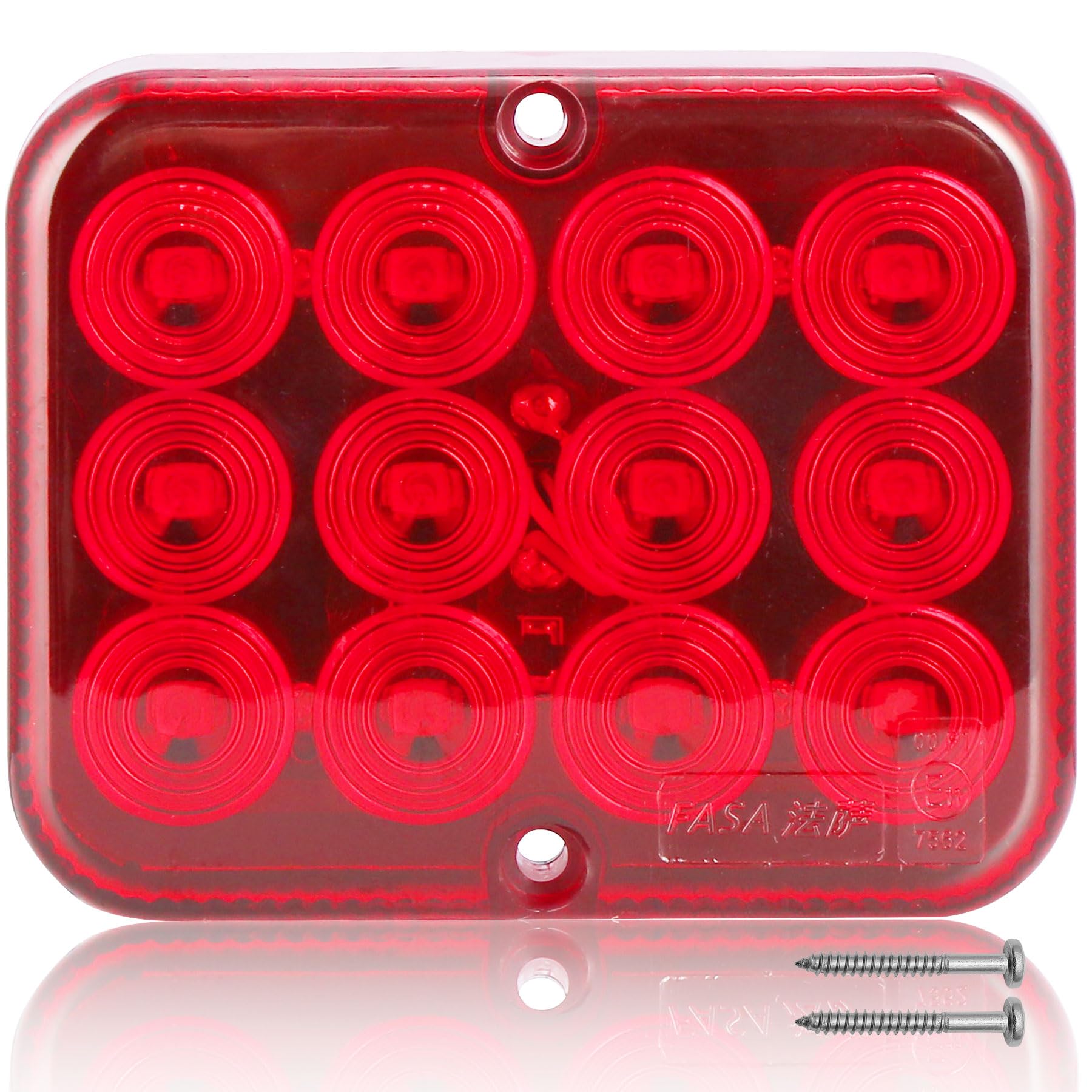 ETUKER 1x Rear Fog Light LED 12V Red Fog Lamp for Trailer Caravan RV Waterproof CE