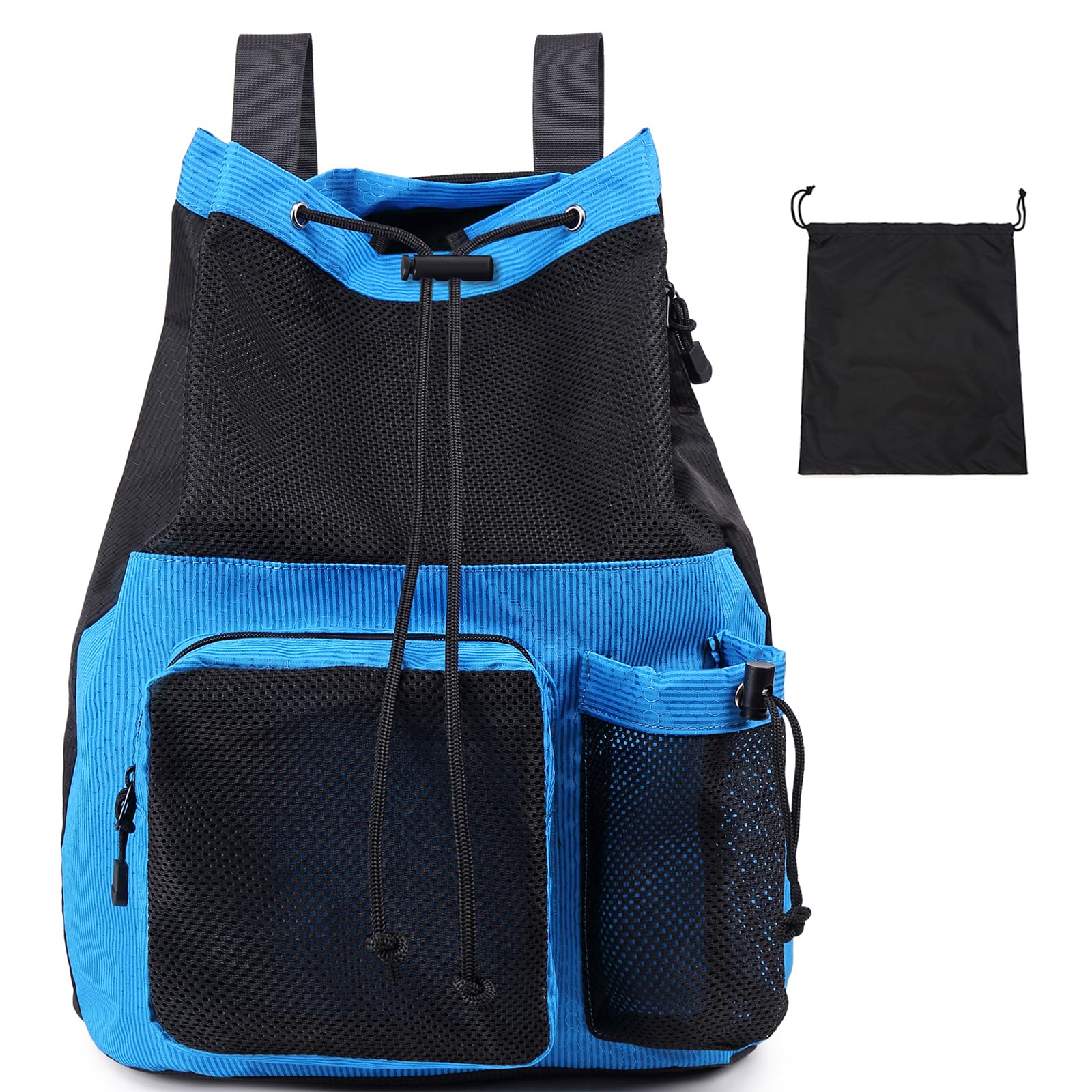 Lohol Large Mesh Drawstring Backpack with Shoe Bag, Durable Swimming String Sack with Handle for Sports Gym Yoga Beach Travel
