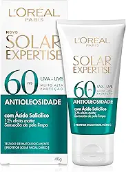 L'Oréal Paris Solar Expertise Protetor Solar Facial Antioleosidade FPS60 Efeito Matte com Ácido Salicílico, Alta Proteção de Amplo Espectro, Sem Cor, 40g