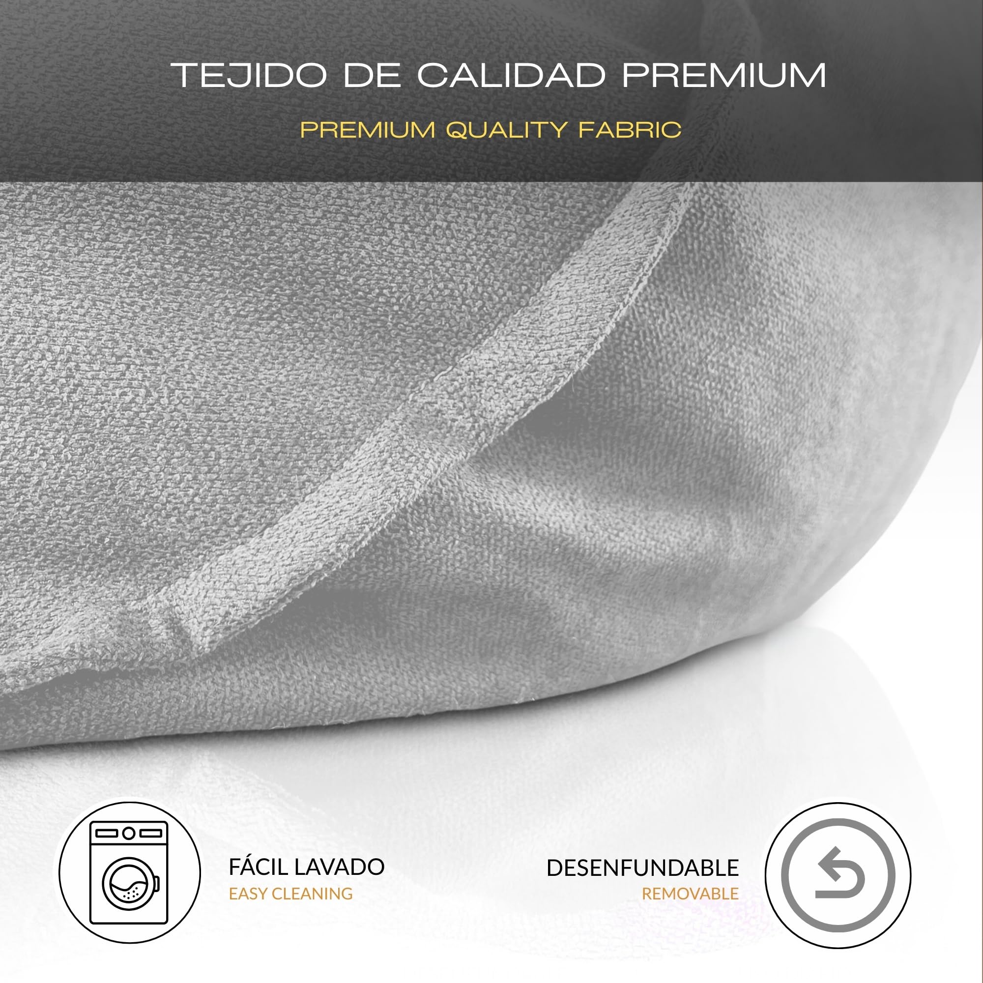 Aiire Puff Salón XXL de Diseño - Sillón Puff con Relleno Incluido - Sofá Puf Gigante de Interior en Algodón Premium - Bean Bag Chair Moderno para Adultos y Habitación Juvenil Gris [100x100x90]