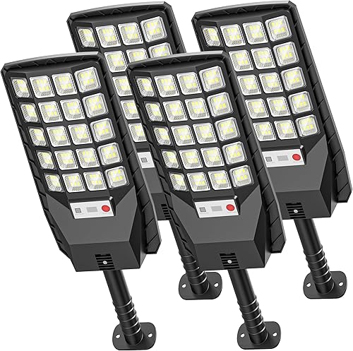 Luces solares para exteriores  Luces solares de 320 gran angular para exteriores IP66 impermeables, 6500 K, luz de inundación del atardecer al