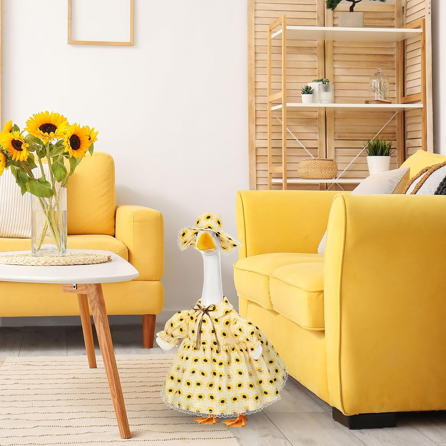 Spring Porch Goose Outfit for 23''h Cement Statue Goose Skirt Costume for Summer Outdoor Yard Lawn Patio Decor - Image 5