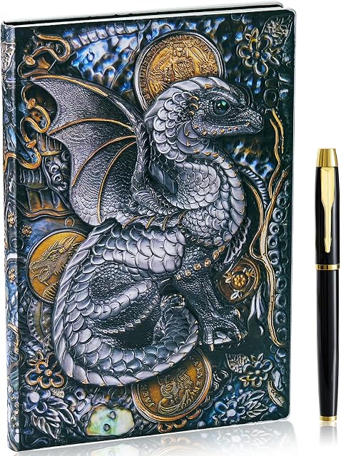 3D Flying Dragon Embossed Journal Writing Notebook with Pen Set Hardcover Handmade Daily Notepad,Travel Diary Notebooks to Write in,Gift for Men Women
