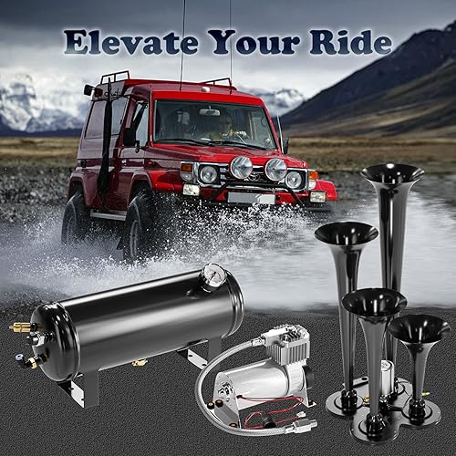 Miniatura 6 de Compresor de aire de 150PSI 12V con tanque de 1.59 galones, bomba de compresor de tanque de aire de 6L para tren, camión, bocina de tren de aire,