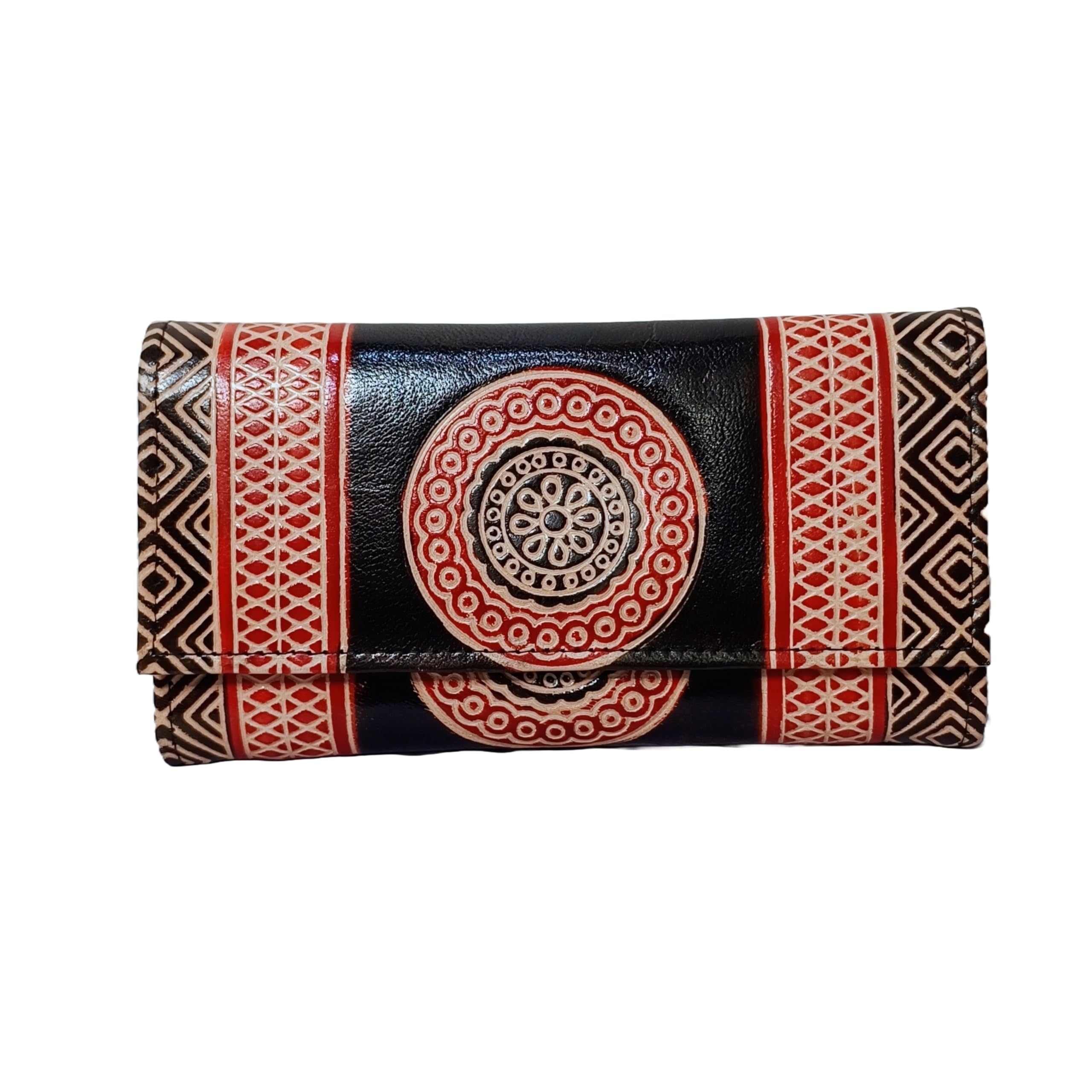 Chitrahar Shantiniketan Genuine Leather Handcrafted Geometric Motif Clutch For Women (Traditional Chakra, Black) (B0D2DCN2MQ) Amazon Price History, Amazon Price Tracker