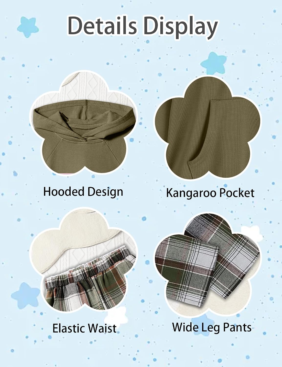 Girls Clothes Long Sleeve Hoodie Sweatshirt and Plaid Wide-leg Pants 2PCS Girl Fall Winter Outfits Size 6-16 image 5