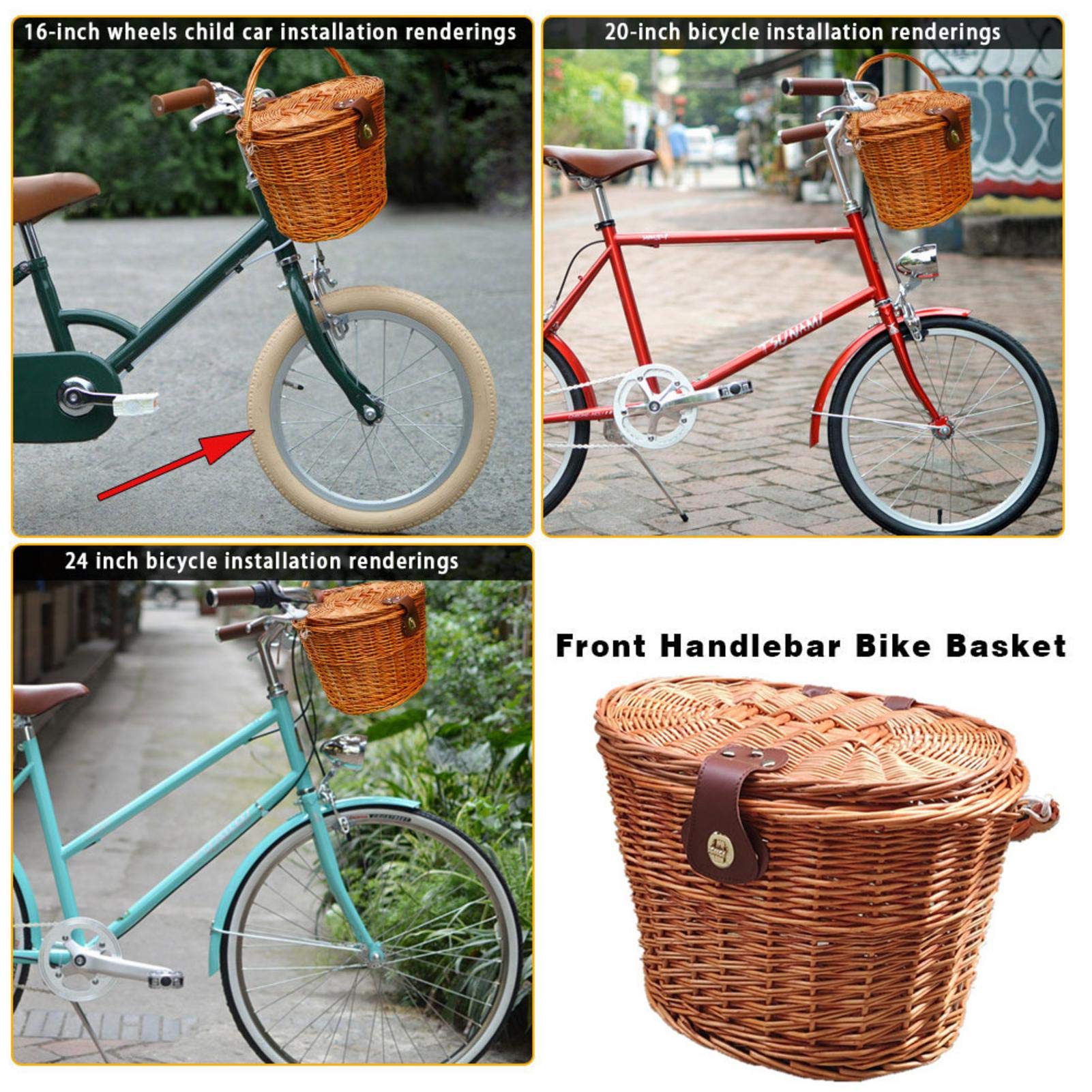 子ども自転車用 手編みかご 自転車 籐のカゴ 自転車ウィッカーバスケットピンク 子ども自転車用 手編みかご 自転車 籐のカゴ 自転車ウィッカー