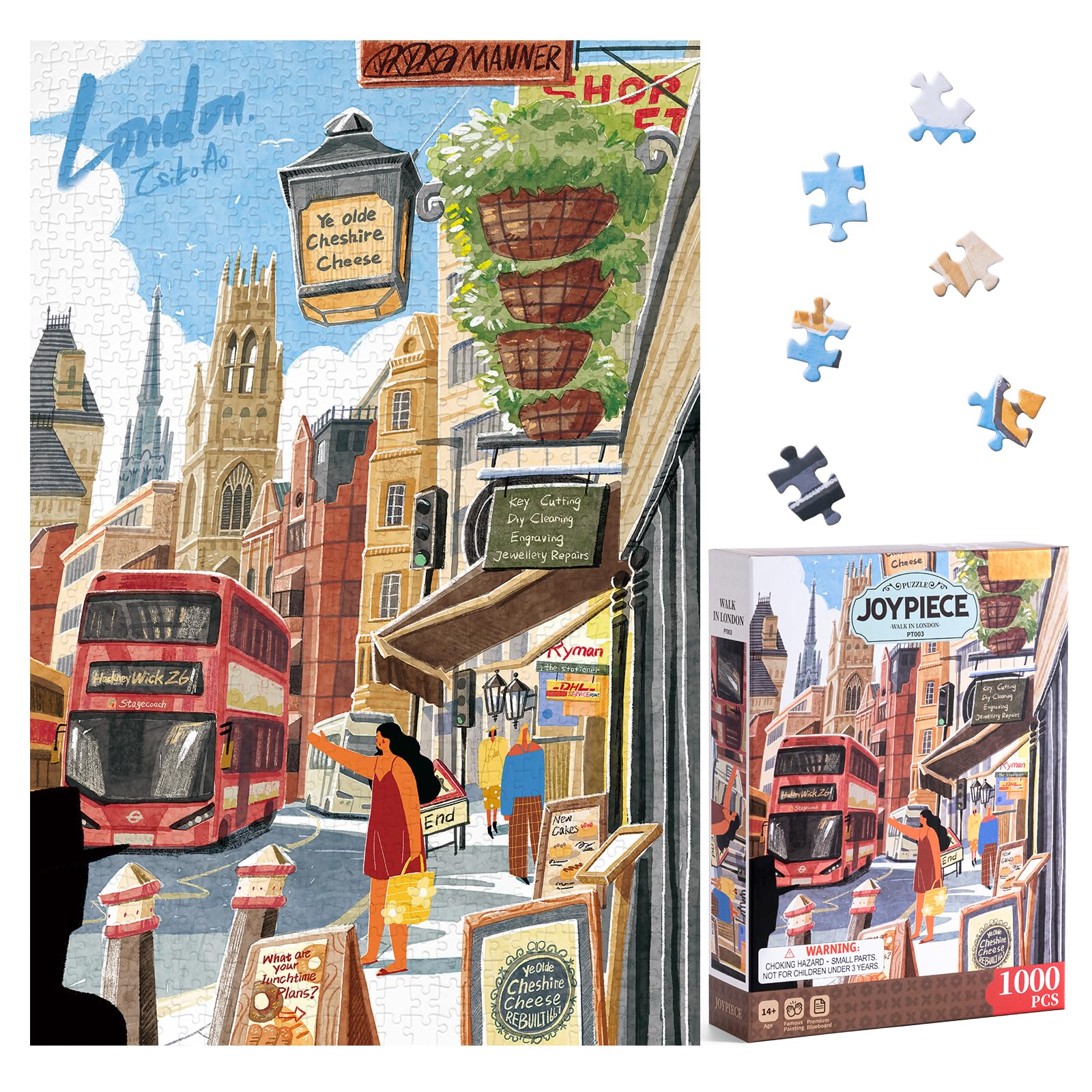 ROWOOD Puzzle da 1000 pezzi per adulti e bambini, gioco impegnativo, giocattolo educativo, puzzle regali per donne e uomini, passeggiata a Londra