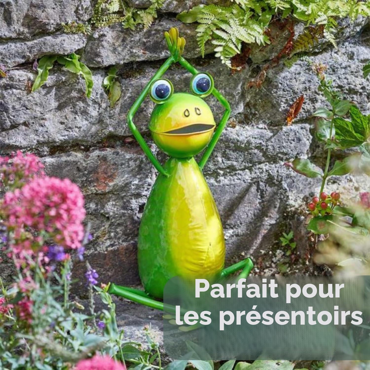 Garden Mile Grenouille de yoga en métal - Ornements de jardin en plein air - Résistant aux intempéries - Peint à la main - Sculptures et statues de jardin pour intérieur et extérieur - Idéal pour