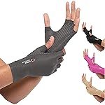 Copper Compression Arthritis Gloves | Fingerless Arthritis Carpal Tunnel Pain Relief for Men & Women | Hand Support Wrist Brace for Neuropathy, Rheumatoid, Tendonitis, Swelling, Crocheting, Typing Grey L