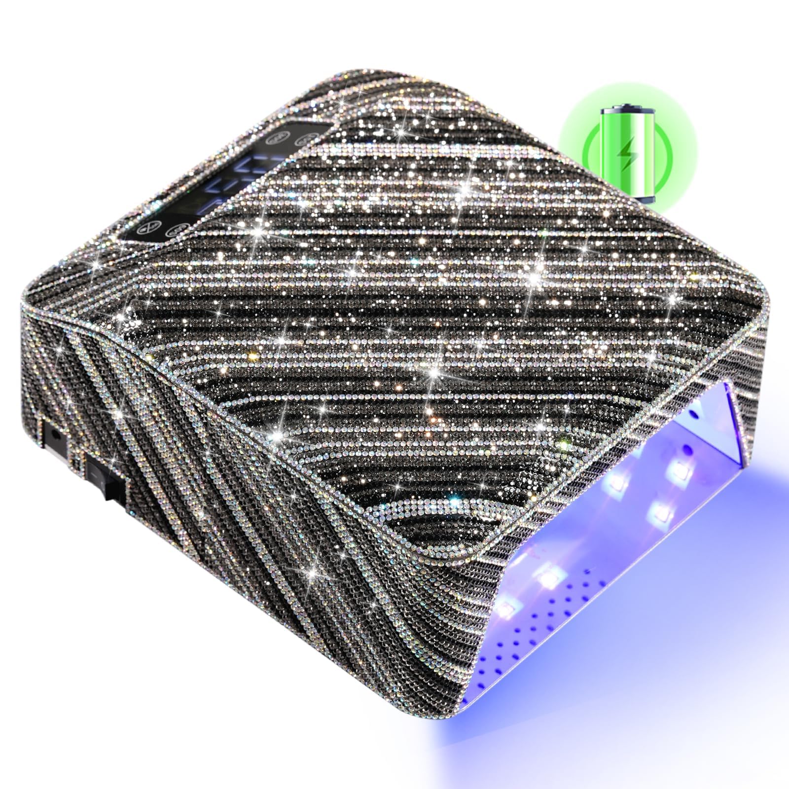 CHRISTINE SHELLY UV Nail Lamp, Rechargeable LED Nail Dryer Sparkly Gel Polish Light 4 Timer Setting Professional Quick Dry Curing Lamp with Display
