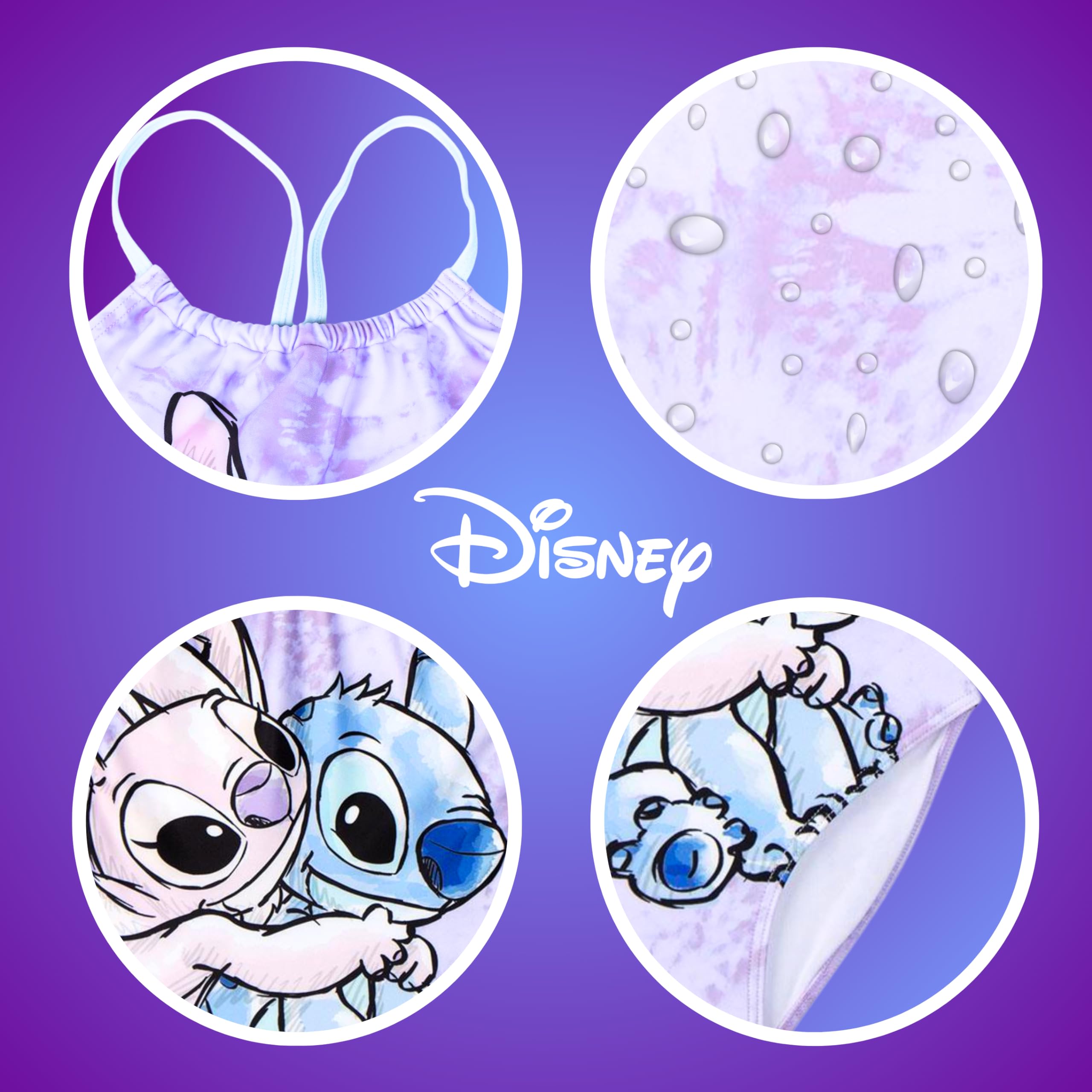 Disney Stitch Costume da Bagno per Ragazza, Design Stitch e Angel Costume Intero da Bagno per Ragazze e Bambina, Taglie 5 a 12 Anni