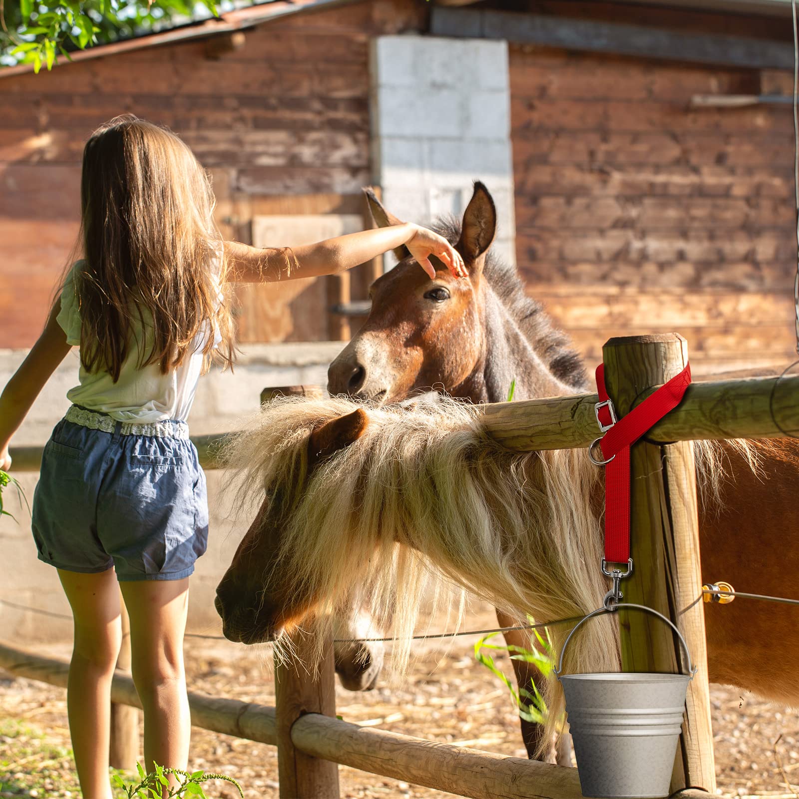 10 correas de cubo de caballo para caballos, correa ajustable de nailon para remolque, correa colgante para cubo de agua, redes de heno, cubos de agua, comederos al aire libre