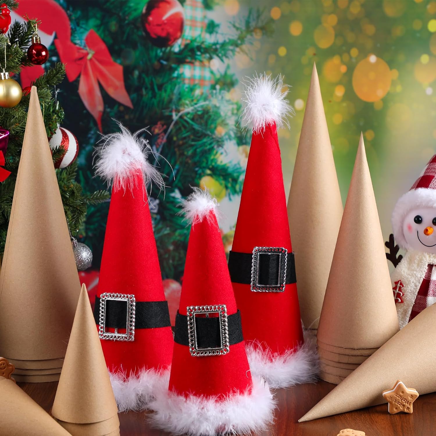 Zhanmai 6 Pcs Paper Mache Cones Brown Craft Cones Open Bottom 13.8 x 5 Inch Cardboard for DIY Gnomes Ornament Tree Decorations Art Crafts Home Decoration
