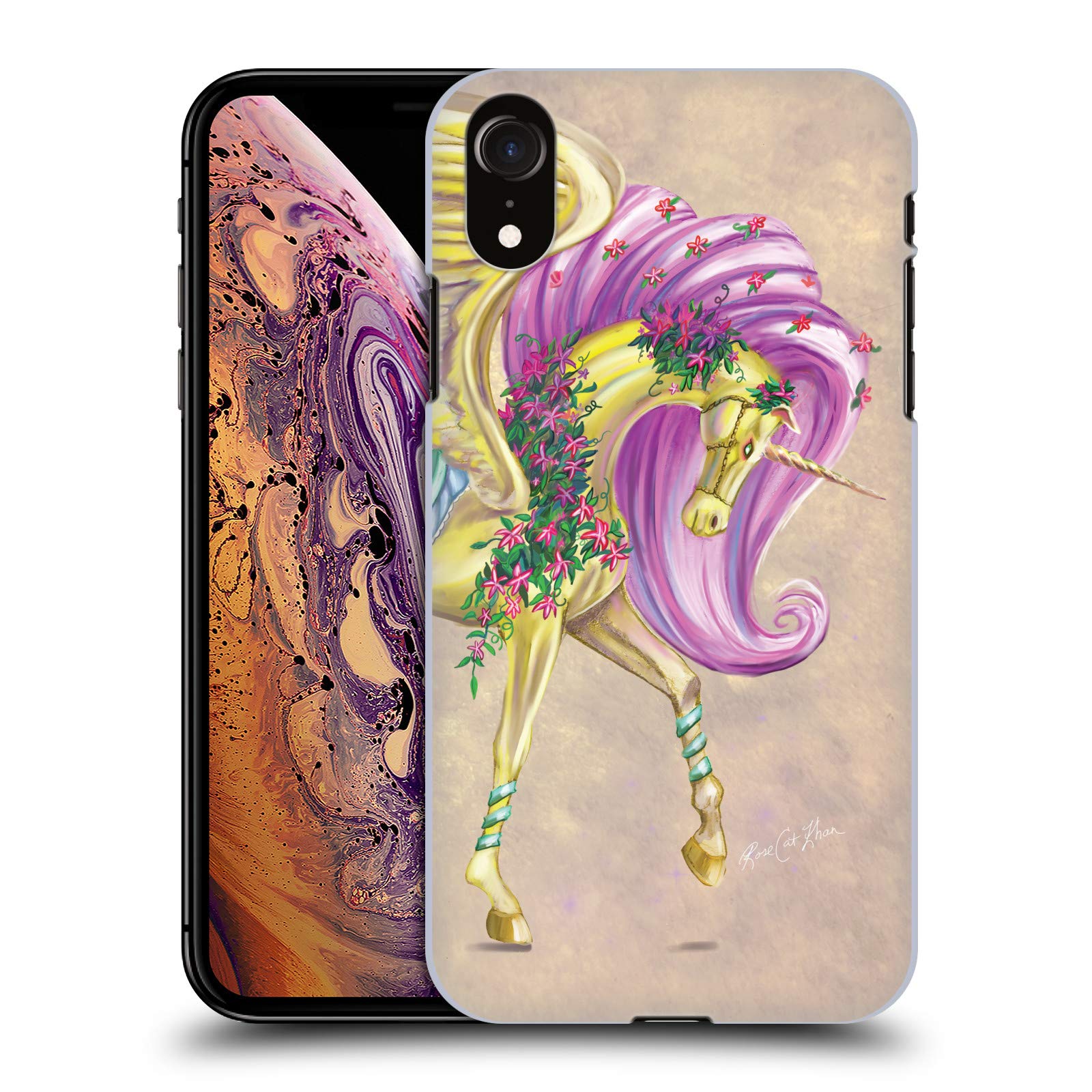 Head Case Designs Officially Licensed Rose Khan Yellow Pegasus Unicorns Hard Back Case Compatible With Apple iPhone XR