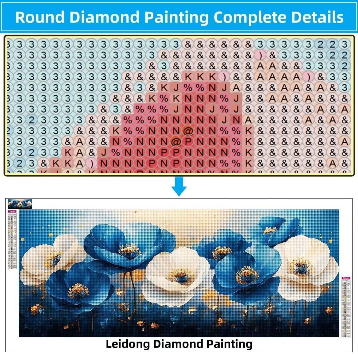 5D Diament Malarstwo Pełny zestaw, DIY Diamentowe Malarstwo Rzemiosło Kryształowe Malarstwo Dorośli 70 x 180 cm, Niebieski Kwiat, Krajobraz Zestaw Diamentowe Malarstwo Dziecko, Cyrkonie Diament Sztuka