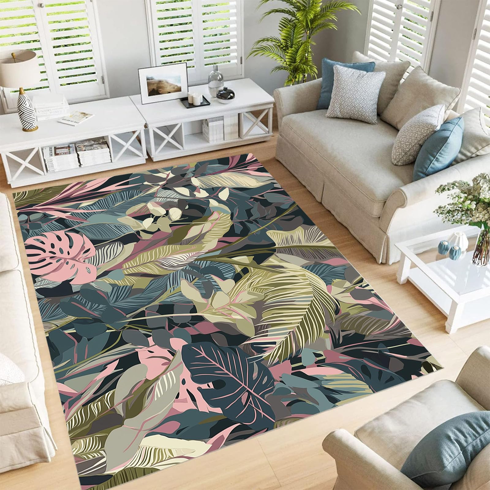 Tapis tropical rétro vert armée pour réchauffer l'ambiance