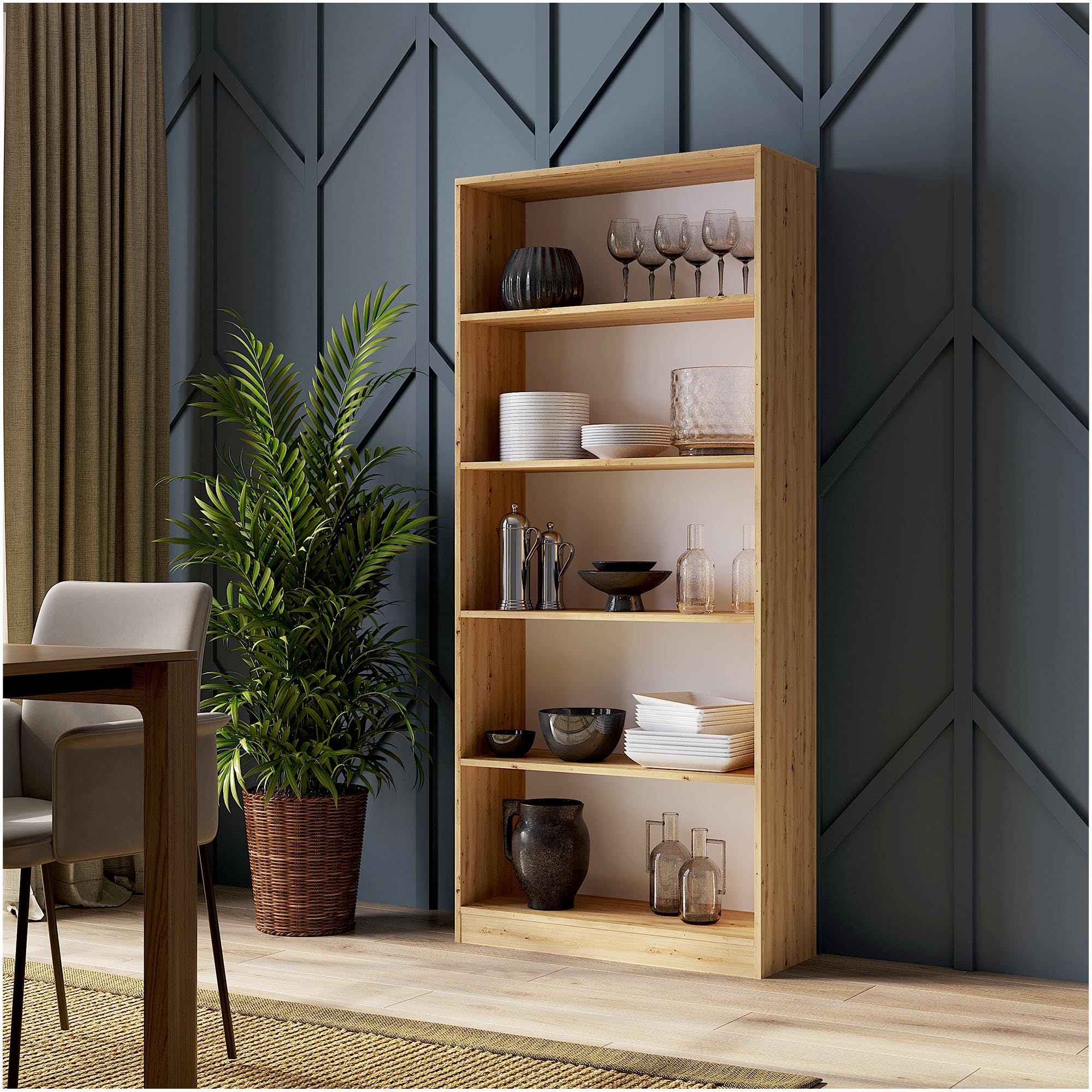 CDF Bücherregal Regal Standregal Büroregal für Ordner - Büro Wohnzimmer Homeoffice Bücherschrank zur Aufbewahrung Dokumenten Dekoration Robuste Konstruktion - Eiche Artisan 80cm