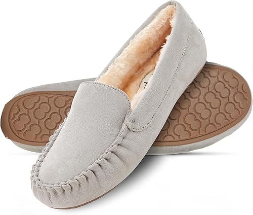 Floopi Womens IndoorOutdoor Basic Memory Foam Moccasin Slipper