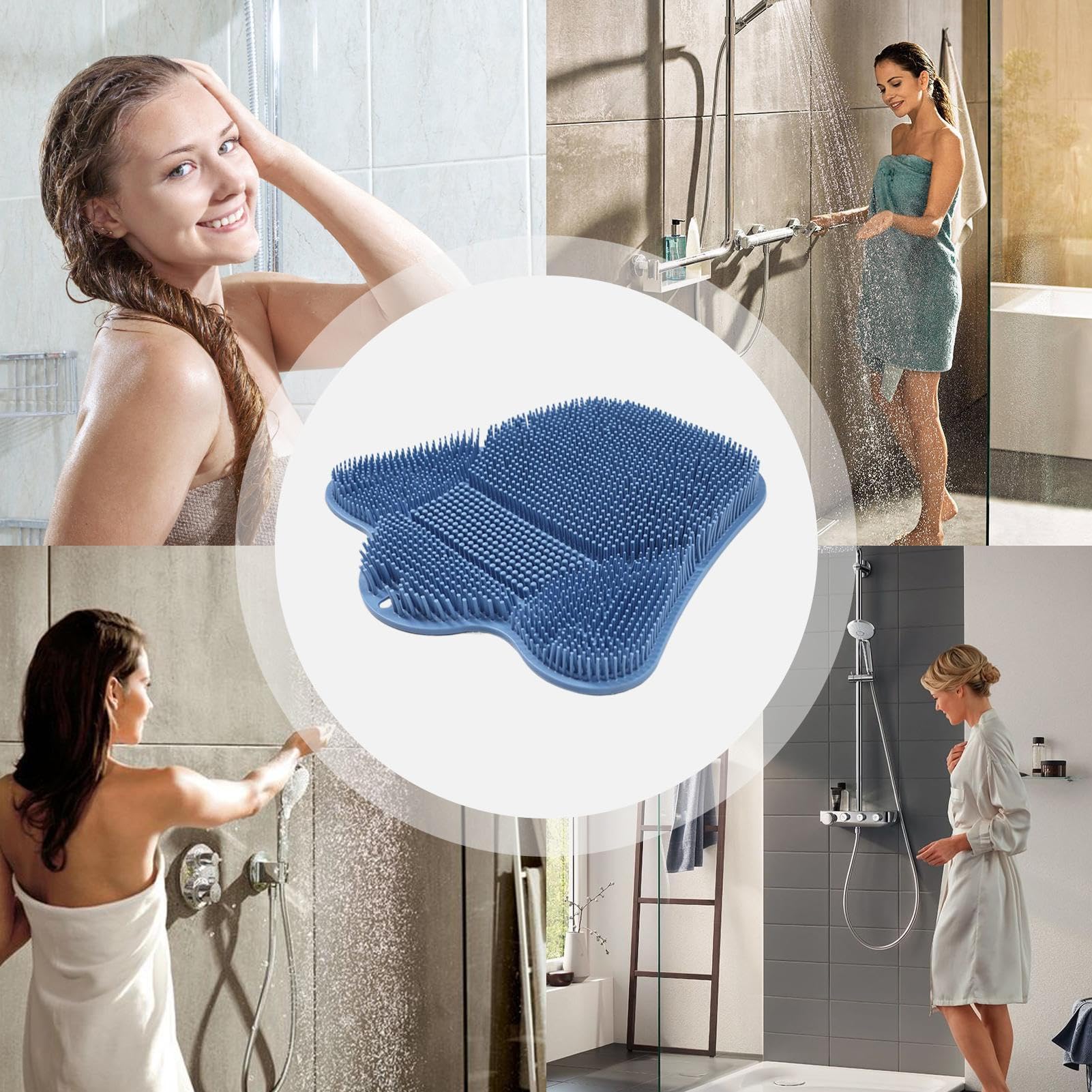 Tapis Exfoliant Pieds Douche | Gommage Dos Lave Pieds pour Douche | Support Murale à Ventouse pour Accessoires de Nettoyage du Talon et du Dos et de Bain pour Baignoire et Appartement