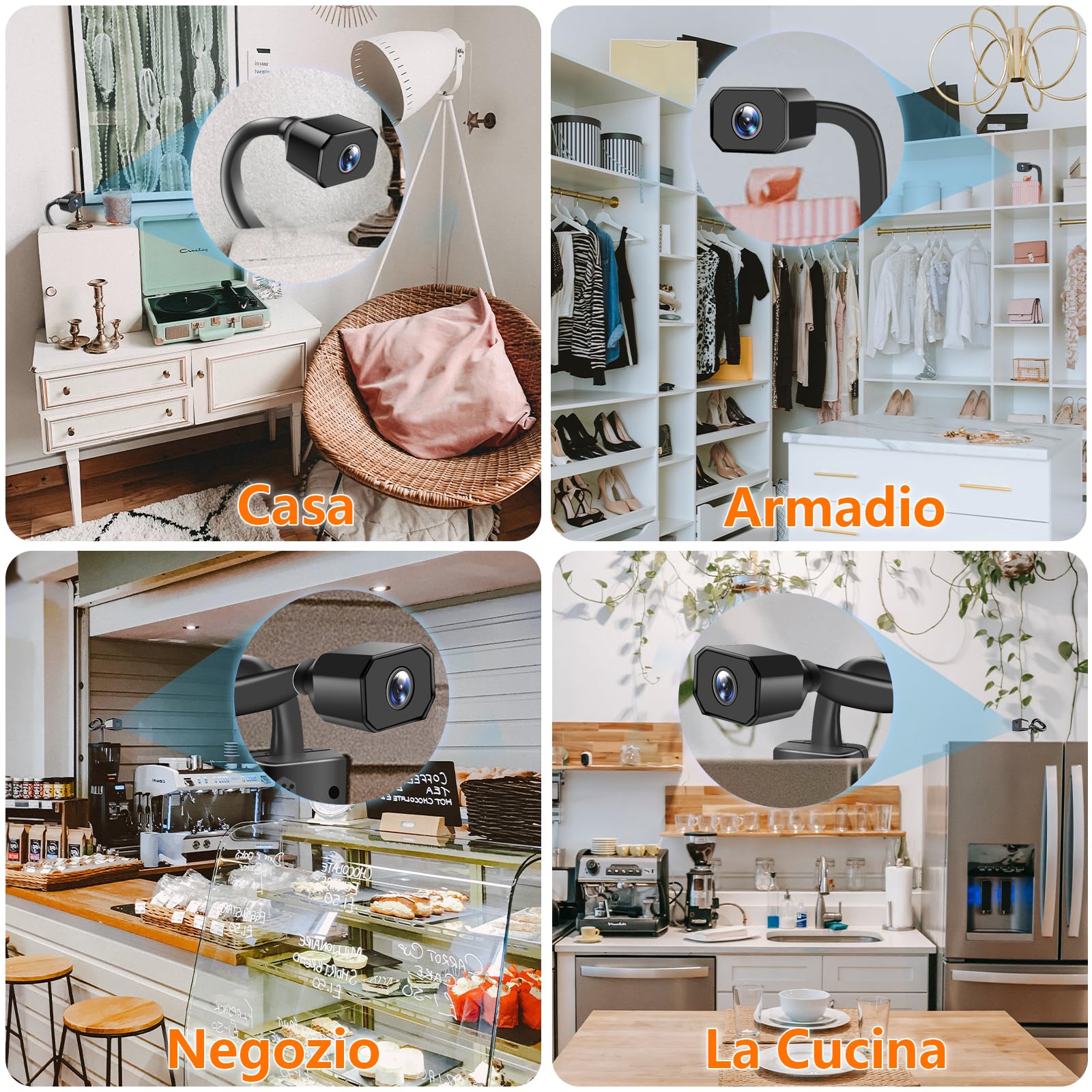 Mini Telecamera Spia Nascosta WiFi, 4K UHD USB Microcamera Spia WiFi Invisibile Plug and Play con Visione Notturna e Avviso di Rilevamento Movimento