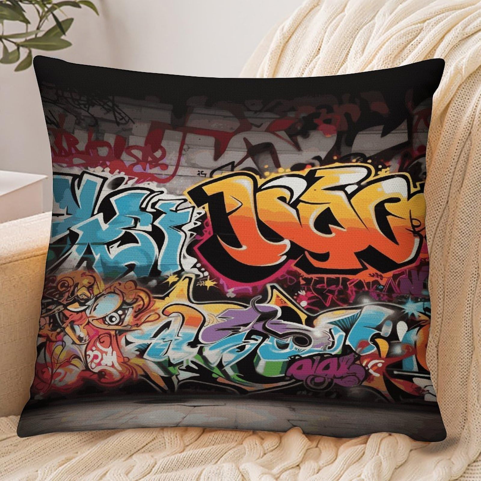 Fekiloot Style Graffiti Hip Hop Pillowcase Pillow Sham Pillow Case