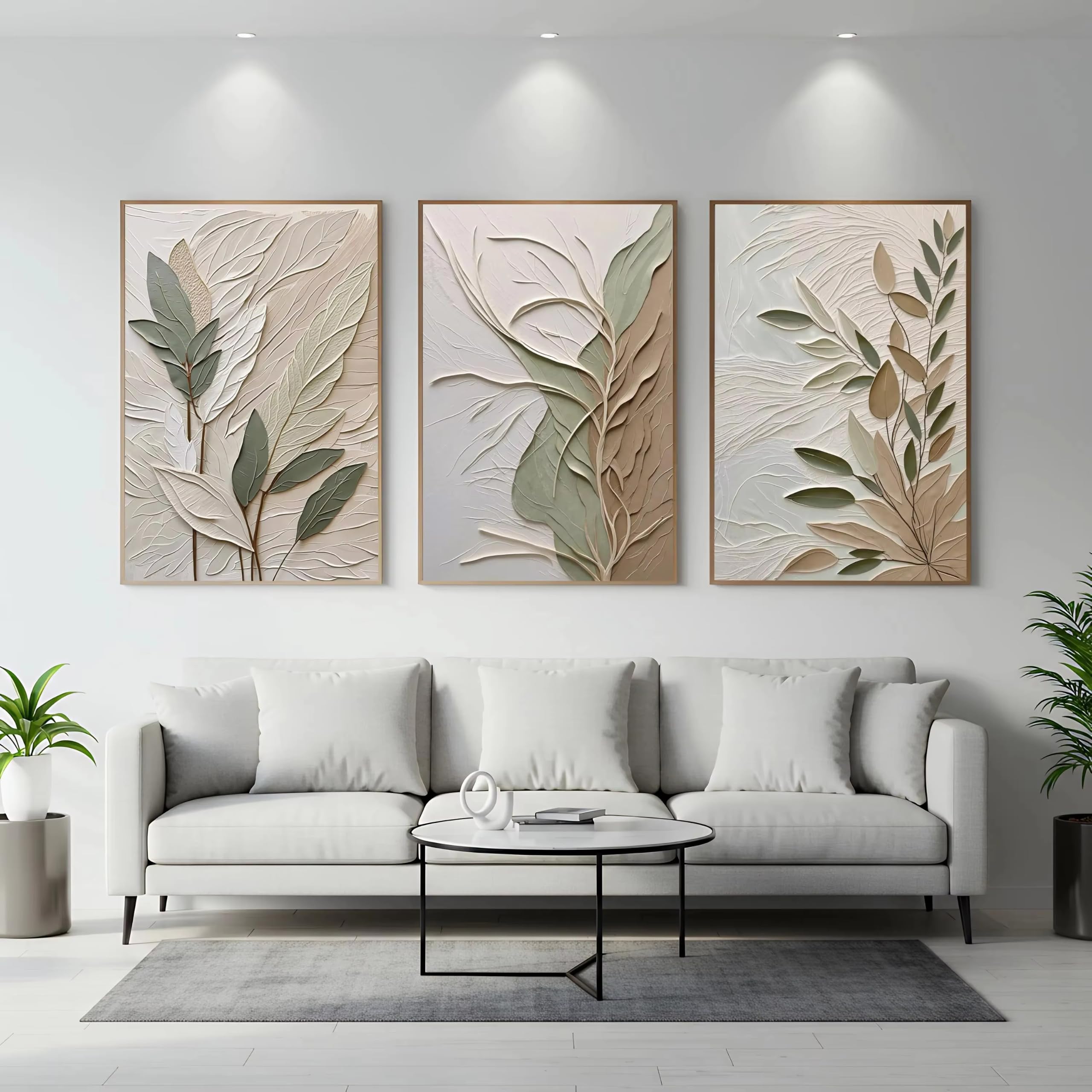 awtrhfc Leaf Art Poster Neutral Tone Canvas Printing for Modern Home Decoration Wall Arts(20x30cm(8x12in) x3/No frame)